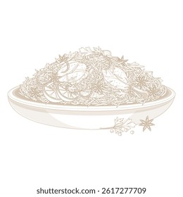 Vector Illustration logo Line art Chicken Biryani Indian Food
