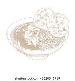 Vector Illustration Logo Line art Butter Chicken or Rice Murgh Makhani