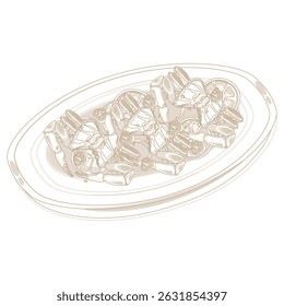 Ilustração vetorial logotipo arte de linha Ganjang Gejang ou caranguejos crus Marinados em molho de soja