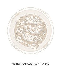 Ilustração de vetor logotipo arte de linha Vista superior Ganjang Gejang ou caranguejos crus Marinados em molho de soja