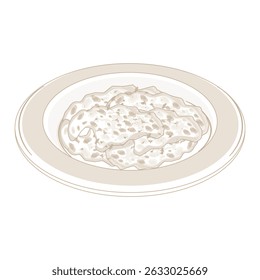 Vector Illustration Logo Line art Healthy Food Scrambled Eggs or omelet