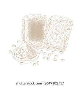Ilustração vetorial Logotipo arte Meju Fermented soja pasta ou Doenjang