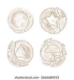 Ilustração de vetor Logotipo Linha arte rachada bbopgi ou Ppopgi coreano Dalgona Doce