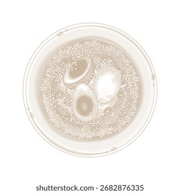 Vector Illustration Logo Line art Top View Mayak Gyeran with Rice 