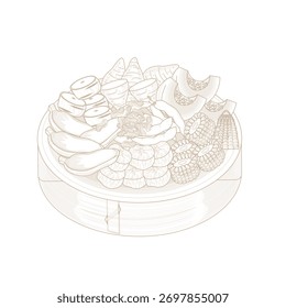 Vector Illustration Logo Line art Healthy Steamed Indonesian Food or Polo Pendem 