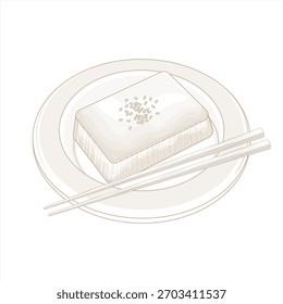 Ilustração de vetor Logotipo Arte de linha Dotori Muk Dotorimuk em um prato