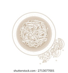 Ilustração de vetor Logotipo arte Vista superior Som Tum Somtang ou Som Tam