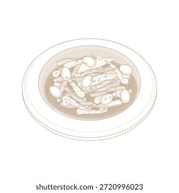 Ilustración vectorial Logo Line art Plato de lado coreano Jang Jorim o Jangjorim en un plato