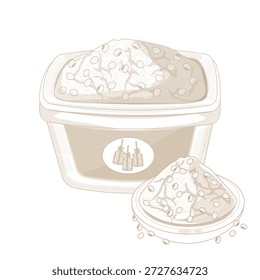 Logotipo de Ilustración vectorial arte de línea Doenjang Pasta o Pasta de soja coreana