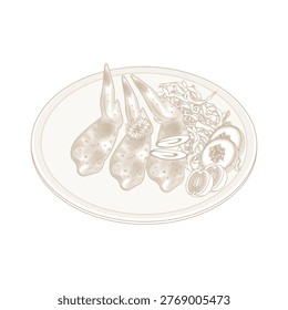 Vector Illustration Logo Line art Tori no Teba Japanese Boneless Chicken Wings
