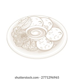 Vector Illustration Logo line art Shami Kabab or Shami kebab 