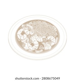 Vector illustration logo line art Louisiana Seafood Gumbo