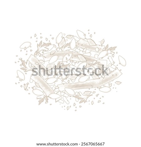 Vector Illustration Logo line art Japanese furikake flakes
