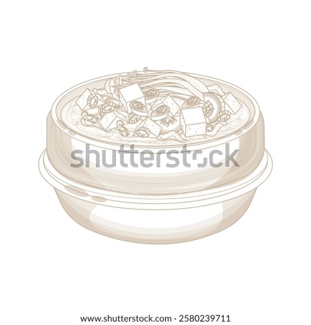 Vector Illustration Logo Line art Doenjang Jjigae on a Ttukbaegi