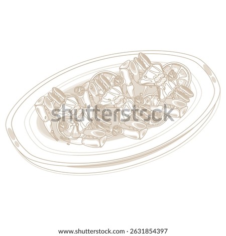 Vector Illustration logo line art Ganjang Gejang or Raw Crabs Marinated in Soy Sauce
