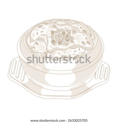 Vector Illustration Logo Line art Gyeranjjim Korean Steamed Egg on a Ttukbaegi