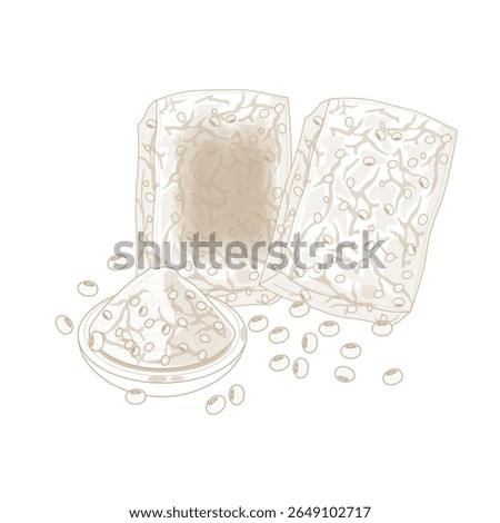 Vector Illustration Logo line art Meju Fermented soybean paste or Doenjang
