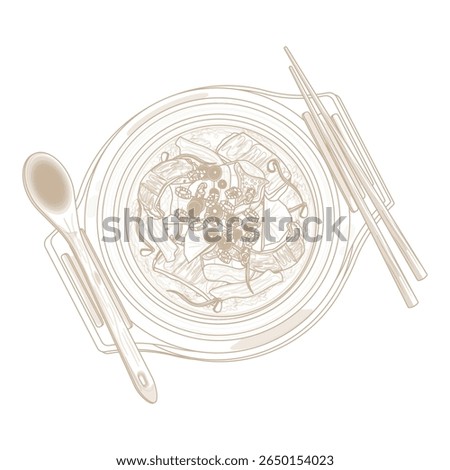 Vector Illustration Logo Line art Haejjanguk Korean Hangover Soup