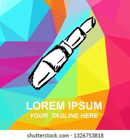 Vector Illustration Logo of Make-up Lipstick with Geometric Polygon Background for Isolated Graphic Design Outline, Sign, Symbol and more