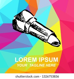 Vector Illustration Logo of Make-up Lipstick with Geometric Polygon Background for Isolated Graphic Design Outline, Sign, Symbol and more