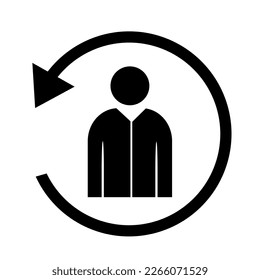 Ilustración vectorial, logotipo, icono man, flecha circular. Aislado sobre un fondo blanco.