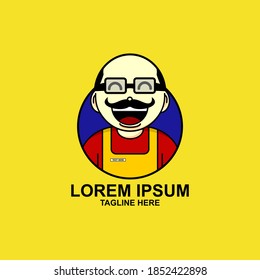 Ilustración vectorial del logotipo o mascota de un hombre gordo con cara de cutel. bueno para el logotipo de un negocio de restauración, un chef o cualquier otra marca, etc.