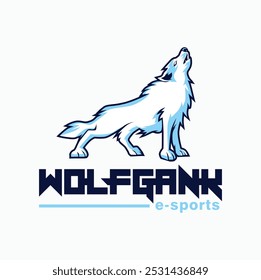 Ilustração do vetor logotipo mascote lobo comunidade e-sports equipe isolada em um fundo branco