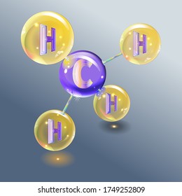 Vektorgrafik; Logo; Methan, Wissenschaft, Molekül, Element, chemische Verbindung, Formel