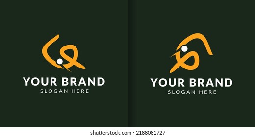 vector illustration. a logo with a minimalist line art tennis concept, in the form of a person hitting tennis. sport
