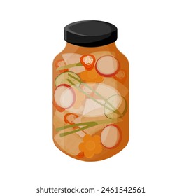 Vector Illustration logo nabak kimchi or korean water kimchi on a jar