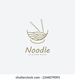 Logo de ilustración vectorial de fideos, ramen, espagueti y pasta.