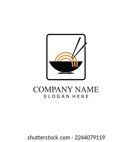 Vector illustration logo of noodles, ramen, spaghetti and pasta.