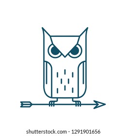 vector illustration of a logo of owl. Owl holds an arrow in its paws