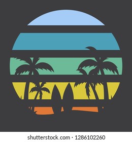 Vector illustration of logo with palm trees