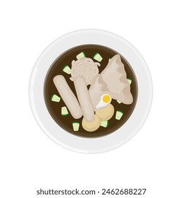 Ilustración vectorial logo Pempek con salsa cuko
