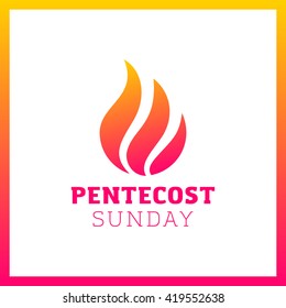 Vector Illustration Logo Of Pentecost Holy Spirit Flame. Fire Logotype