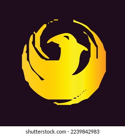 Vector illustration logo phoenix isolated on black background