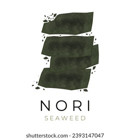 Vector illustration logo of a pile Green Japanese dried nori sheets