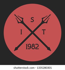 Vector illustration of a logo with poseidon crossed tridents
