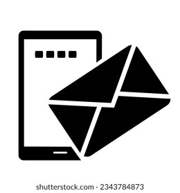 Vector illustration, logo, postal envelope icon, phone screen . Isolated on a white background.