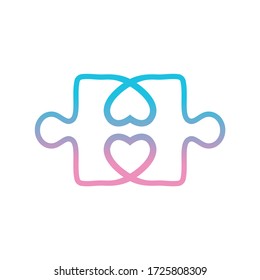A vector Illustration logo of Puzzle and love supporting developmental health 