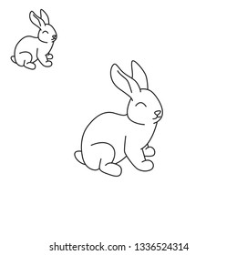 Vector Illustration Logo rabbit is smiling Line art Style - Vector
