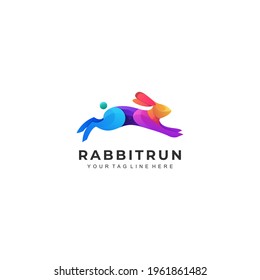 vector illustration of logo Rabbitrun gradient modern colorful