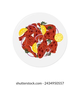 Vector illustration logo ready to eat Indian food chicken tandoori or Chicken Tikka