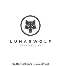 A vector illustration of an logo a refined abstract wolf head icon combined with chic