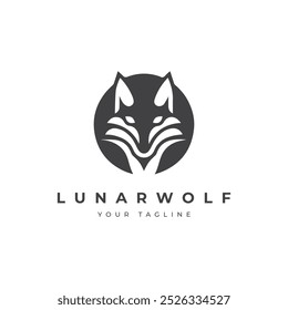 A vector illustration of an logo a refined abstract wolf head icon combined with chic