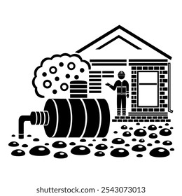 Vector illustration, logo, septic tank icon. Isolated on a white background.	