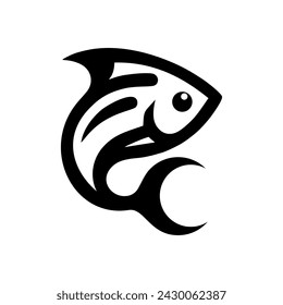 Vector illustration, logo vector, silhouette of a fish with a tail like the letter "C".