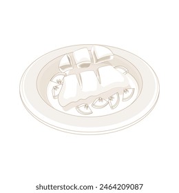 Vector Illustration logo simple line art indonesian food pempek kapal selam 