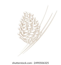 Vector illustration logo Simple line art raw pine nuts or pine cone